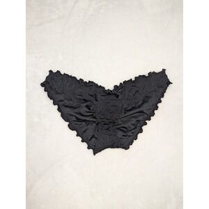 Victorias Secret Black Lettuce Edge Ruched Cheeky Bikini Bottom Medium
